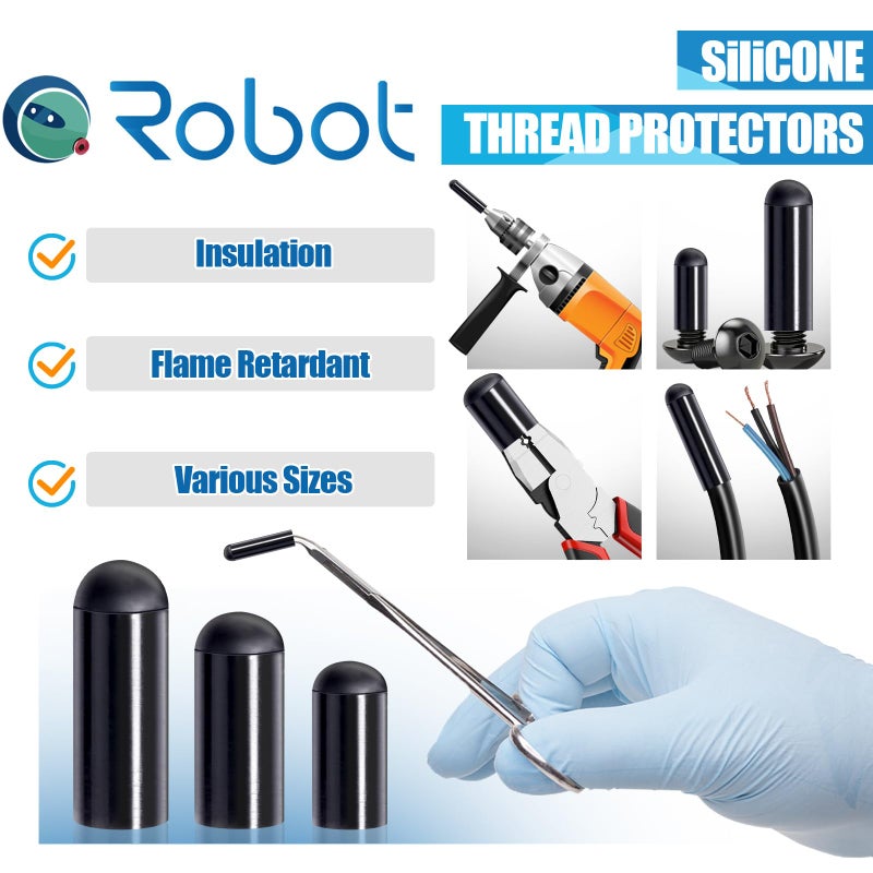 CQRobot Silicone End Caps 100pcs 1/8 Inch High Temp Protective Flexible Screw Thread Protectors Bolt Covers Screw Caps Kit for Metal Tube Rod - Image 5